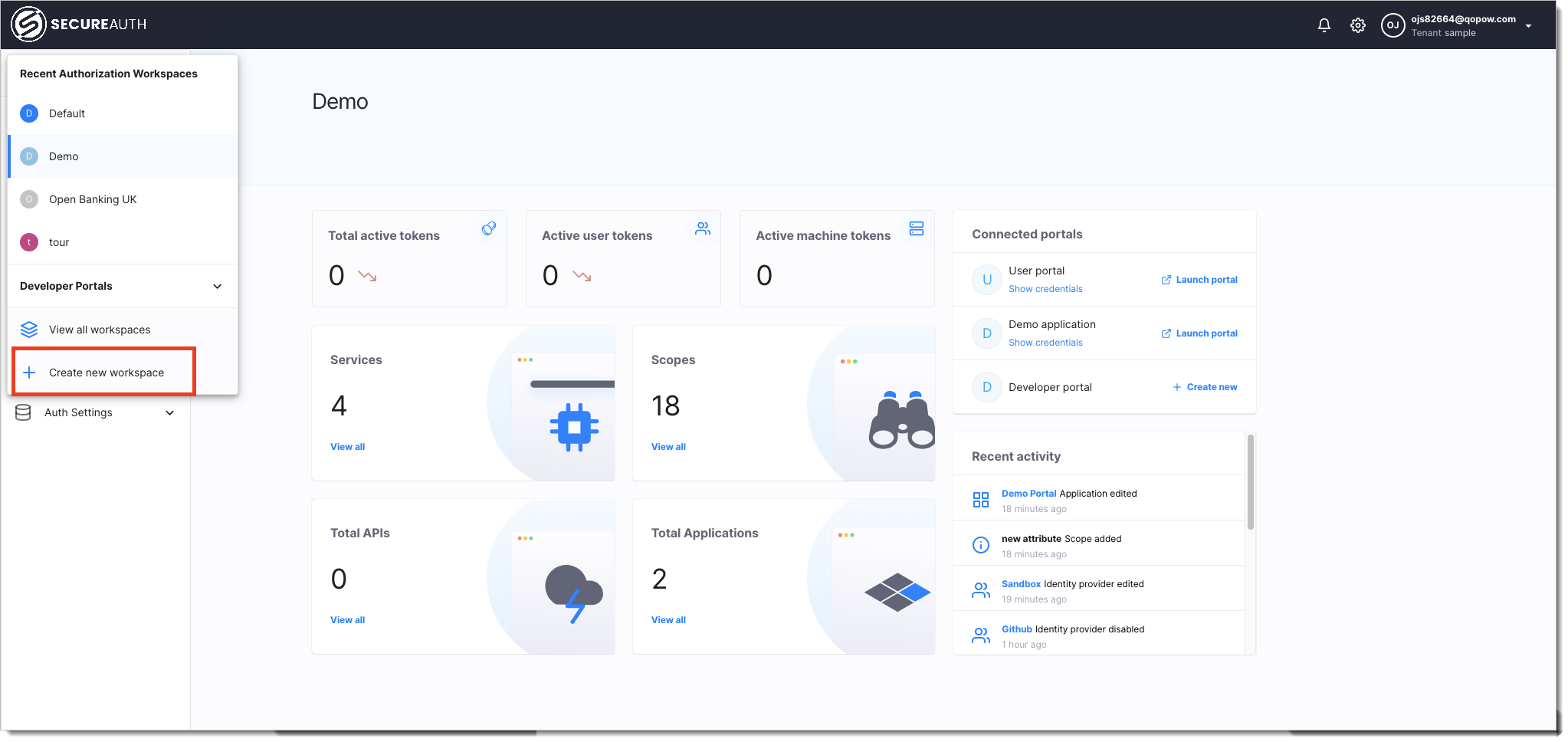Add workspace from contextual menu