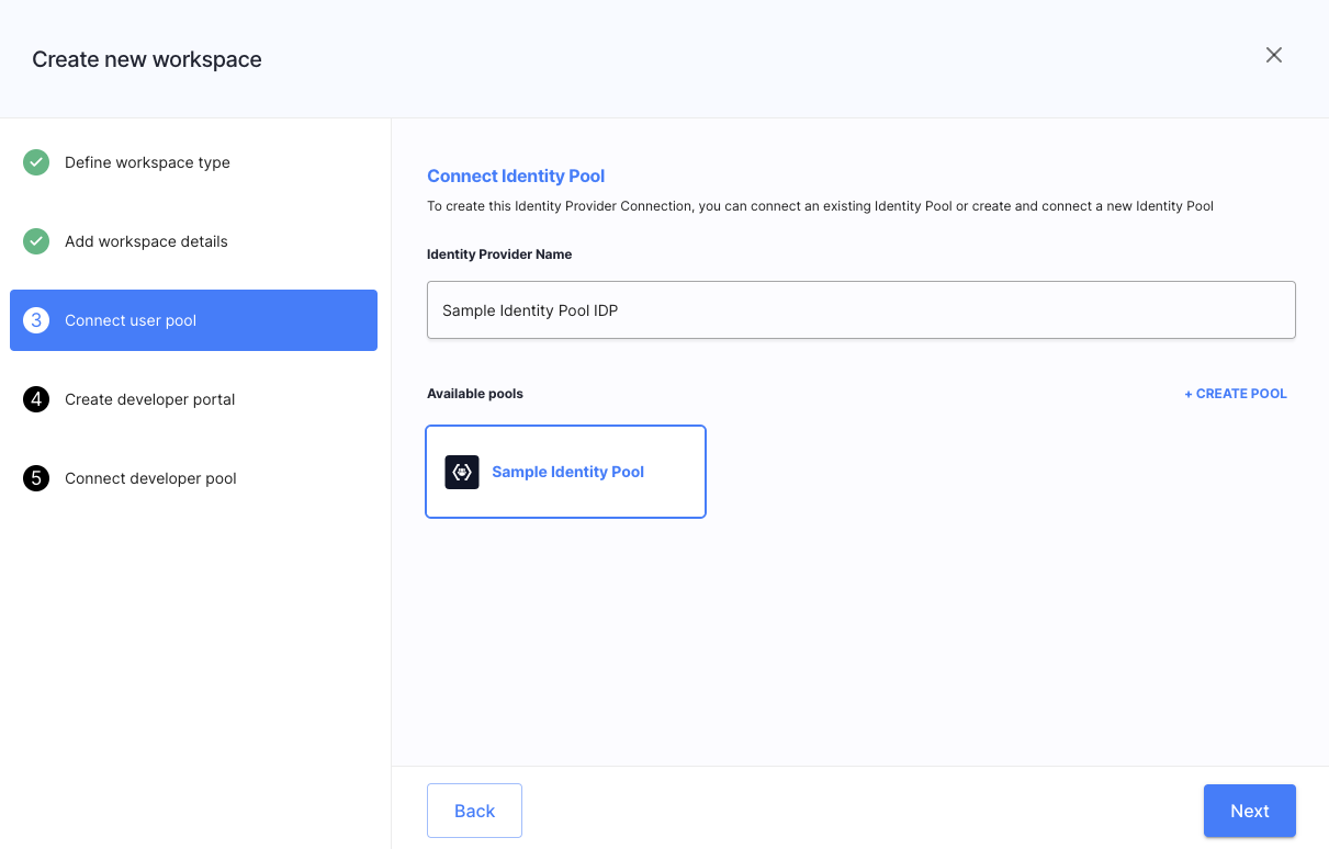 Connecting Identity Pools during workspace creation