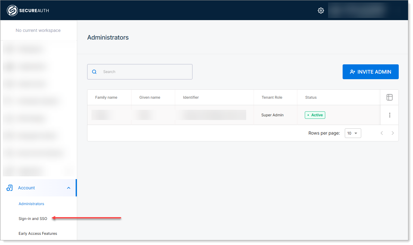 Tenant admin sign-in settings