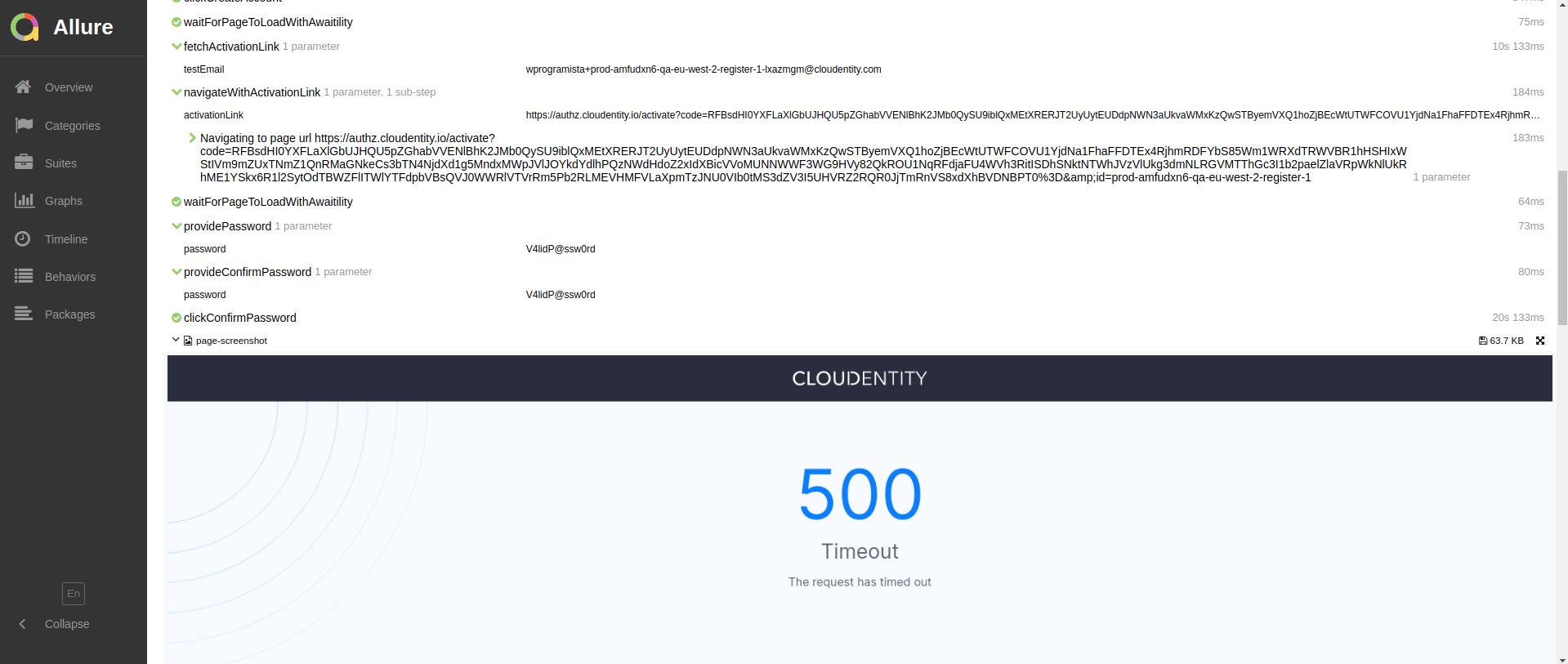 Allure Docker service - example screenshot from report