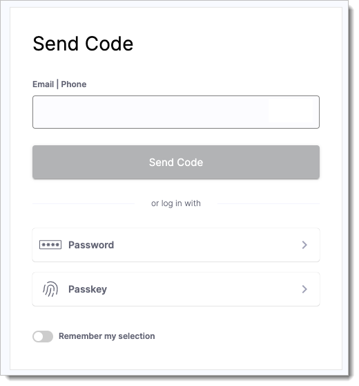 Log in with a verification code