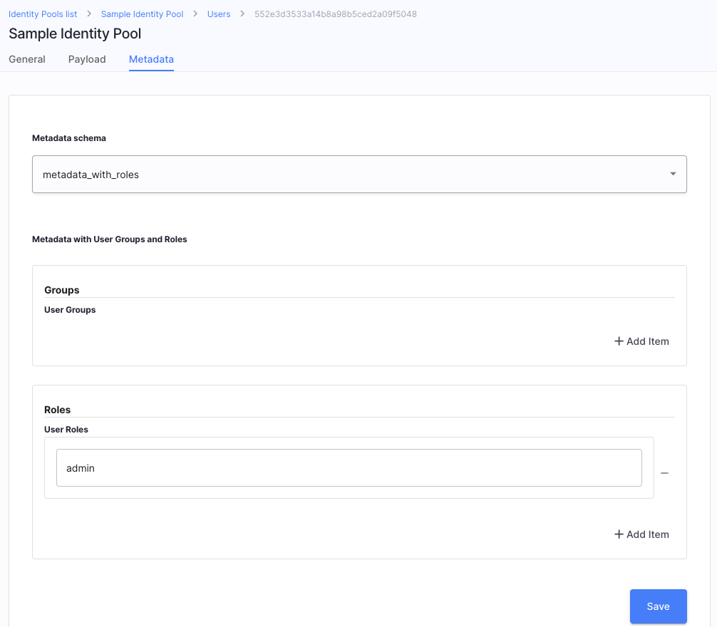 Setting roles for user