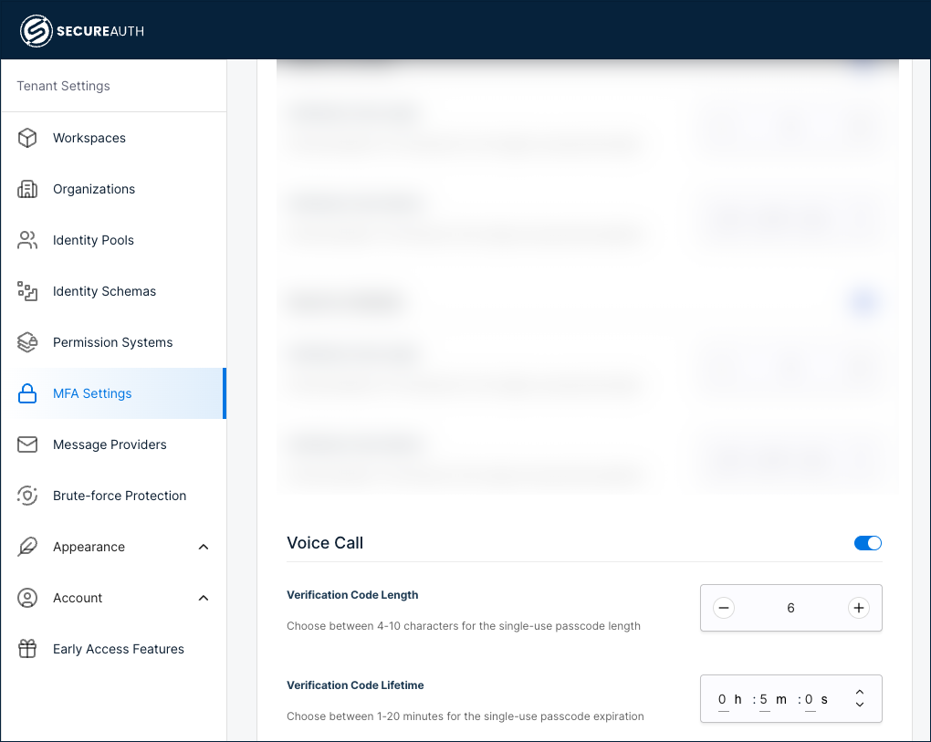 Configure voice verification code length and lifetime