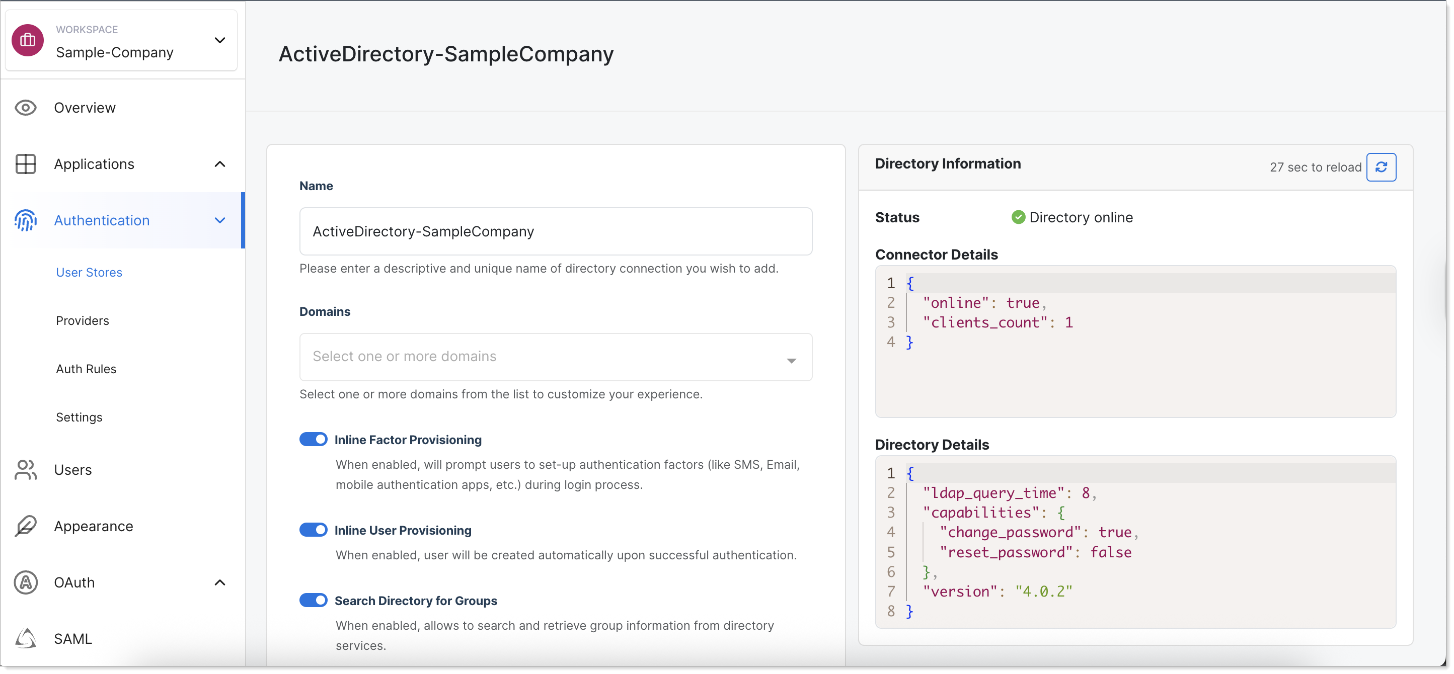 Check Active Directory status in edit mode