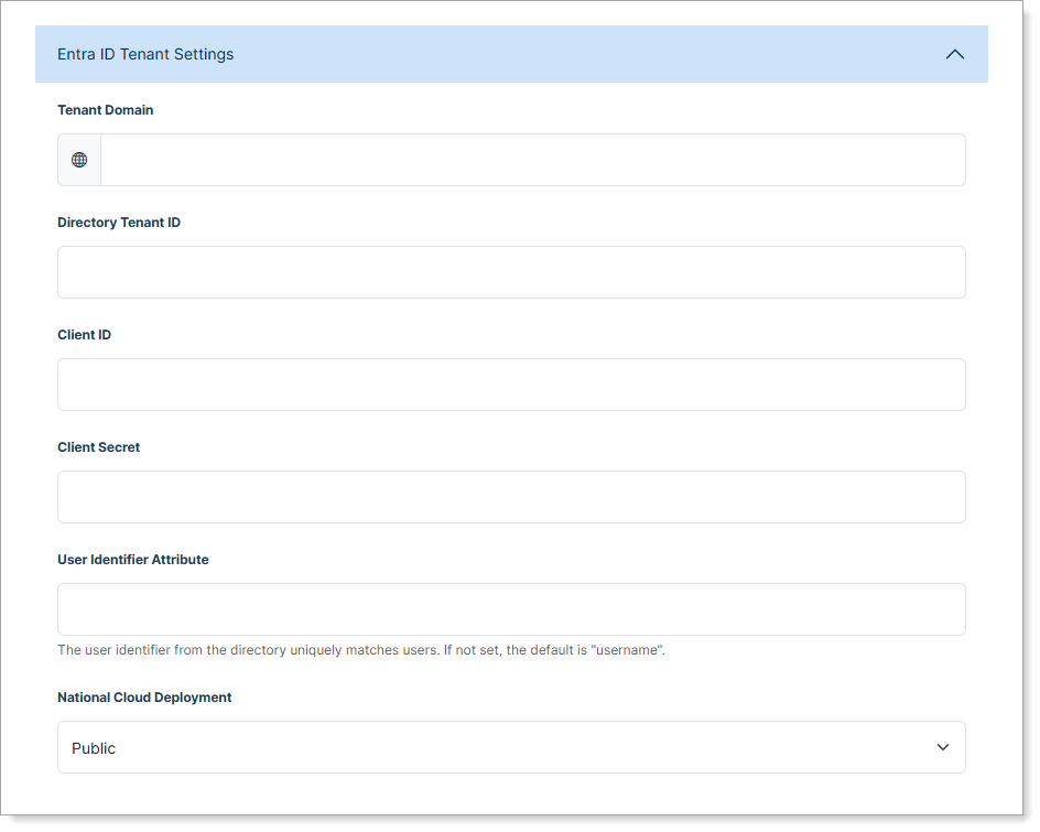 Microsoft Entra ID panel showing tenant information fields