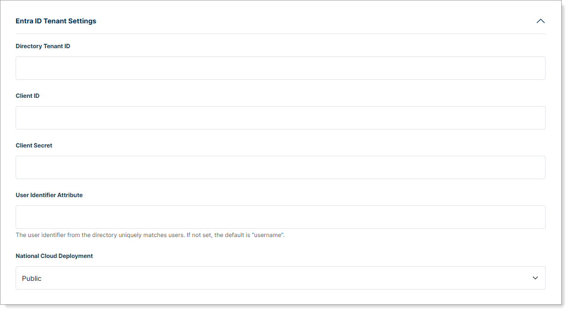 Microsoft Entra ID panel showing tenant information fields