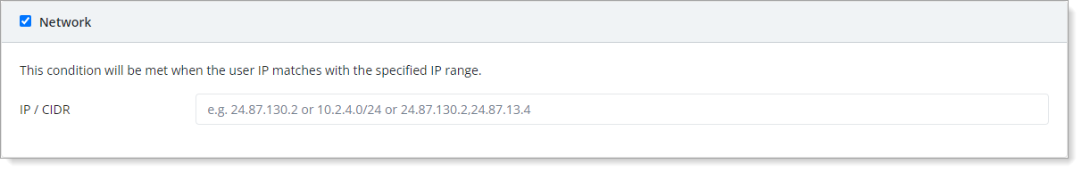 Network condition configuration