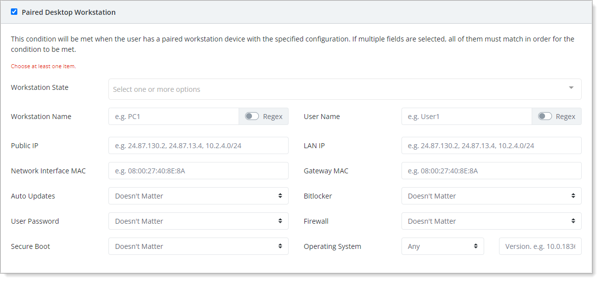 Paired Desktop Workstation condition