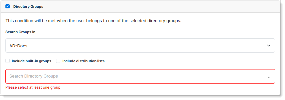 Directory Groups condition