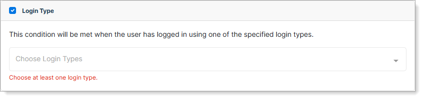 Login Type condition