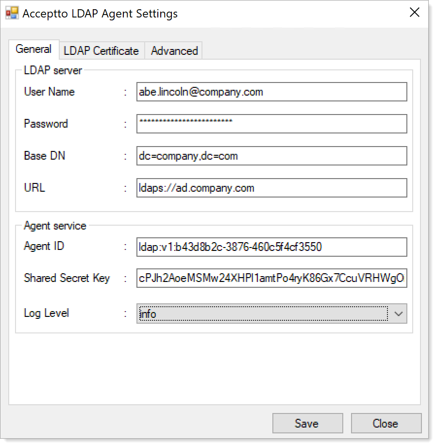 LDAP Agent General Settings