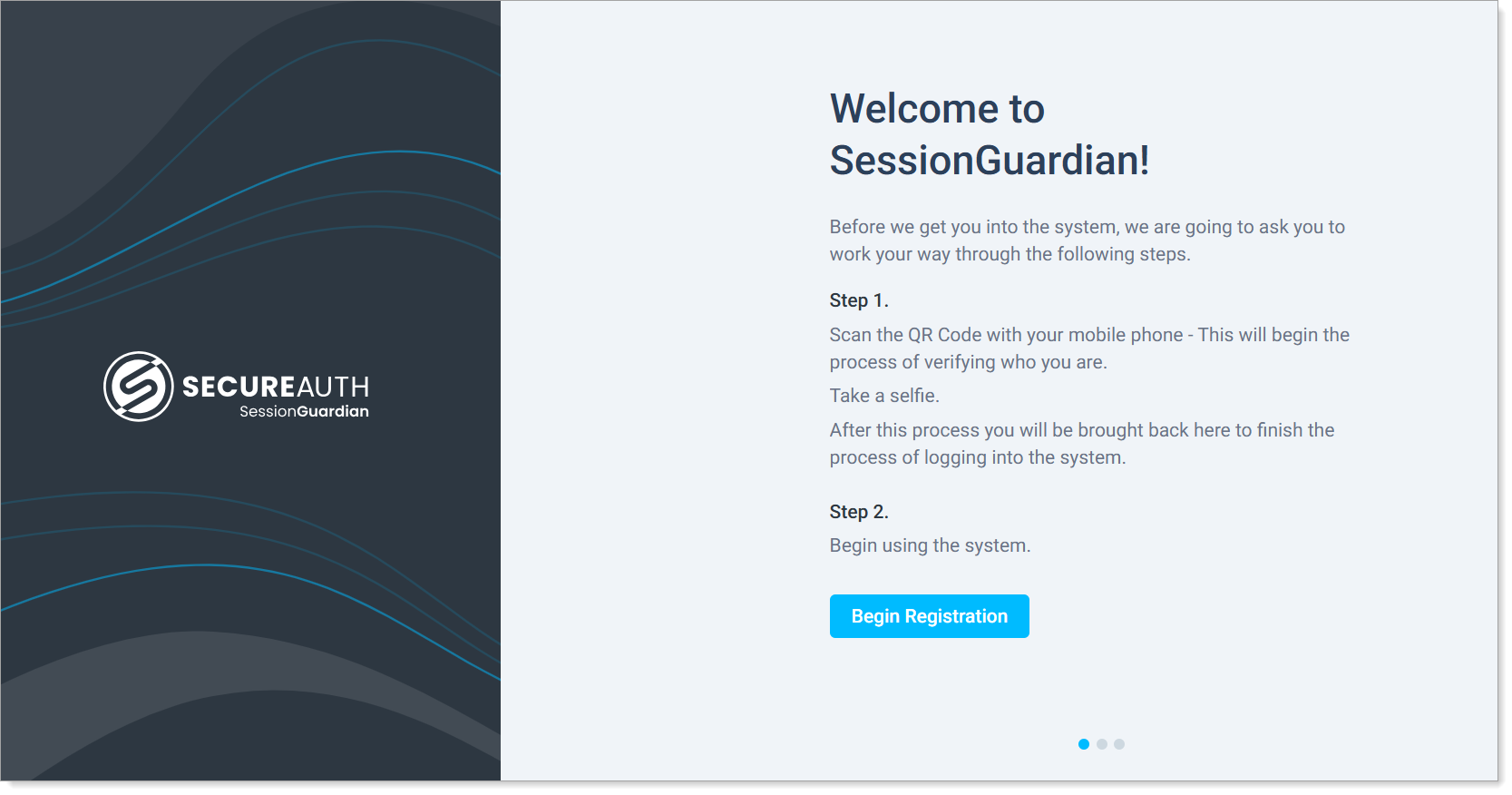 Begin registration page