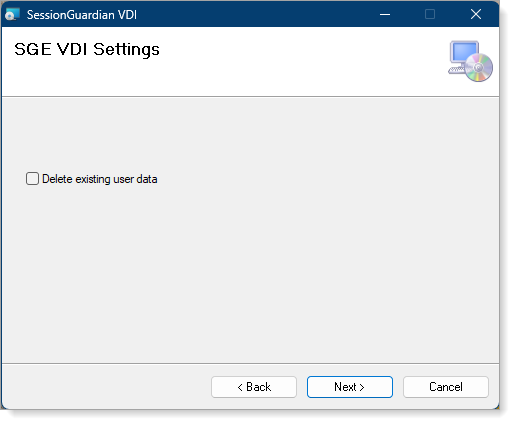 Check box for "Delete existing user data" in installer wizard